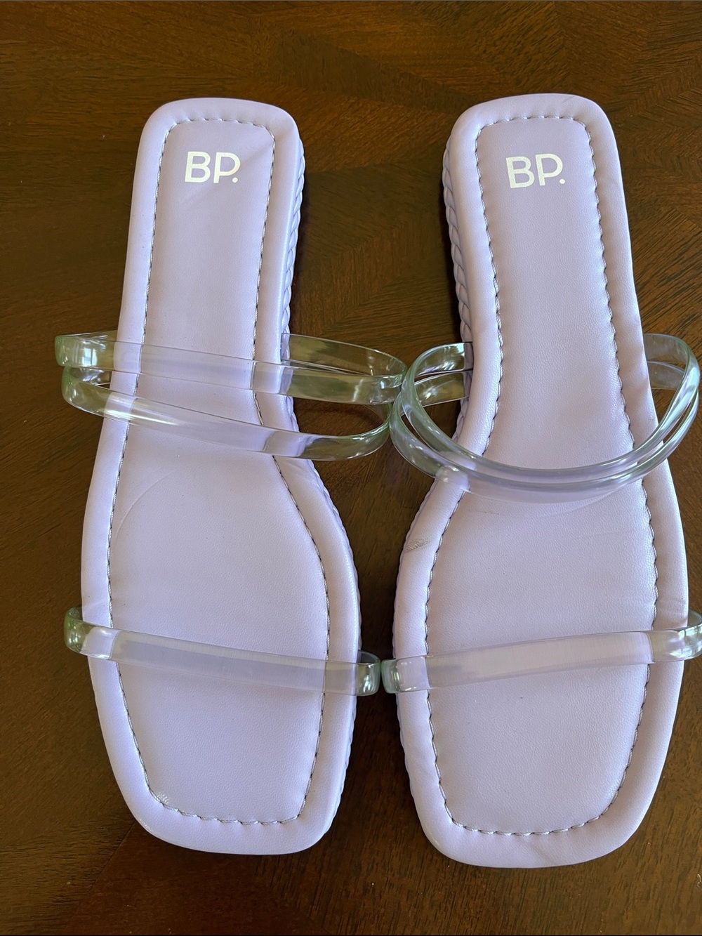 bp Lilac Slide Sandals with Clear Double Straps